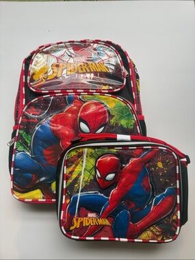 Spiderman Kids Backpack and Lunch Bag Set in Red, Blue, Black
